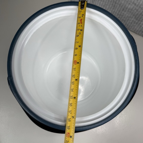 Vintage Georges Briard Ice Bucket Blue Floral Vinyl Handle with Lid Summer Party - Picture 10 of 11